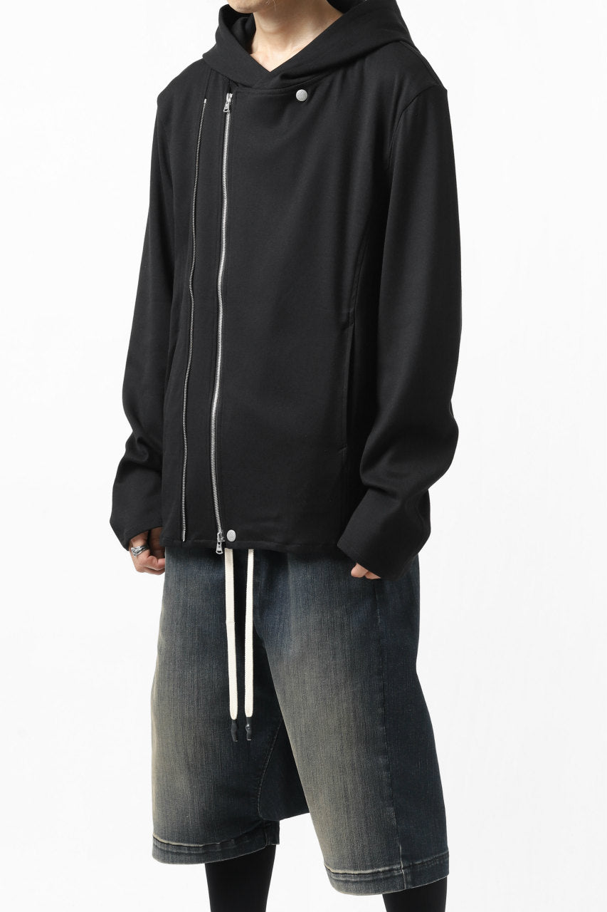 Load image into Gallery viewer, ISAMU KATAYAMA BACKLASH HOODED RIDERS BLOUSON / STRETCH RAYON SILK (BLACK)
