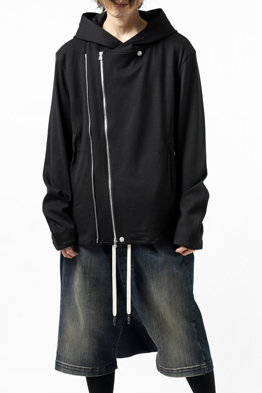 Load image into Gallery viewer, ISAMU KATAYAMA BACKLASH HOODED RIDERS BLOUSON / STRETCH RAYON SILK (BLACK)
