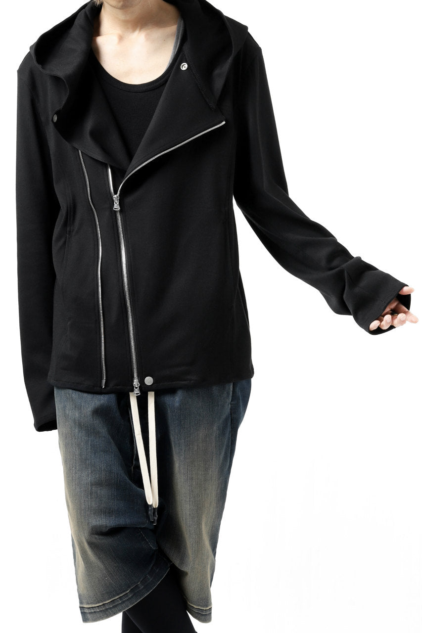 Load image into Gallery viewer, ISAMU KATAYAMA BACKLASH HOODED RIDERS BLOUSON / STRETCH RAYON SILK (BLACK)