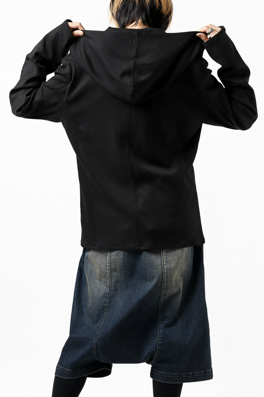 Load image into Gallery viewer, ISAMU KATAYAMA BACKLASH HOODED RIDERS BLOUSON / STRETCH RAYON SILK (BLACK)