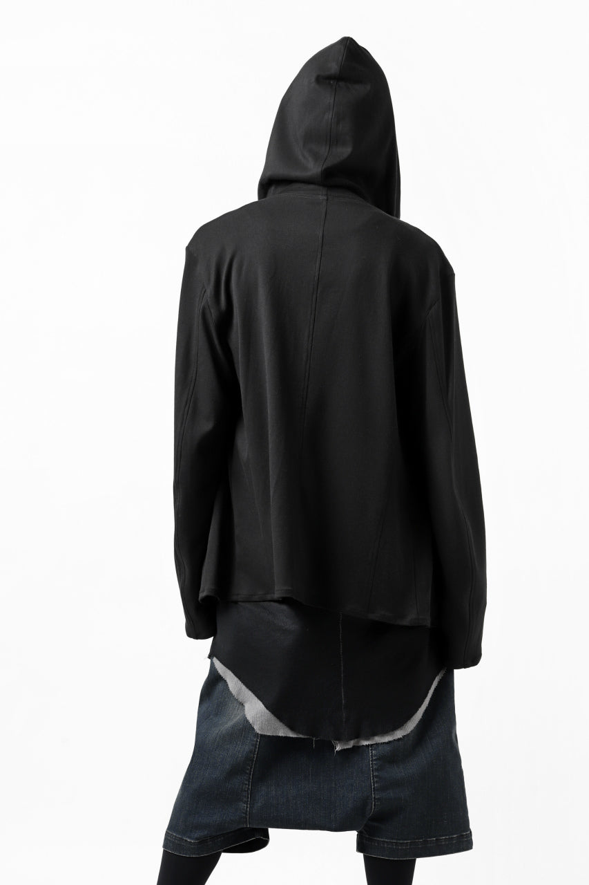 Load image into Gallery viewer, ISAMU KATAYAMA BACKLASH HOODED RIDERS BLOUSON / STRETCH RAYON SILK (BLACK)