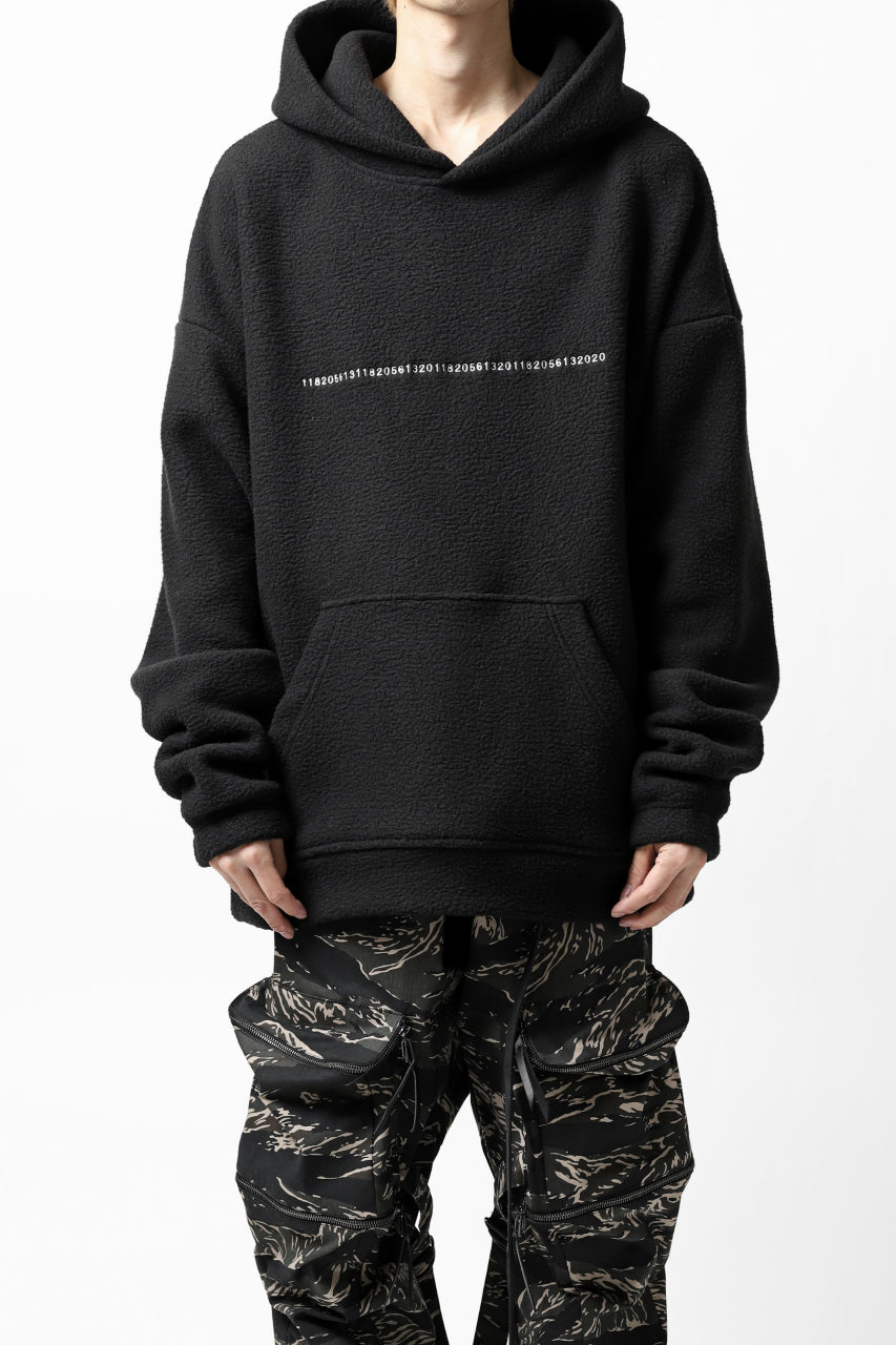 画像をギャラリービューアに読み込む, A.F ARTEFACT "FLUFFY" EMBROIDERED HOODIE / BomberFLEECE (BLACK)