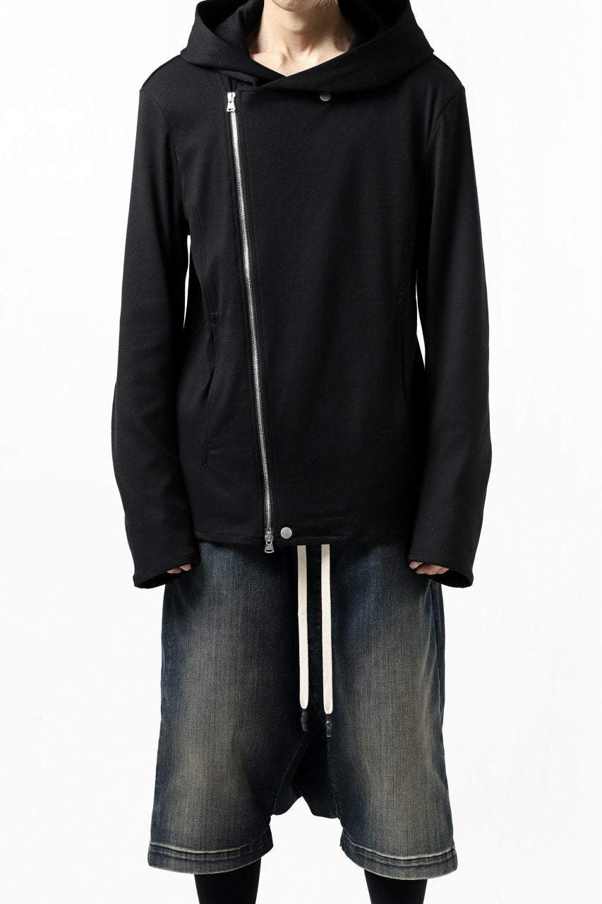 Load image into Gallery viewer, ISAMU KATAYAMA BACKLASH HOODED RIDERS BLOUSON / STRETCH RAYON SILK (BLACK)