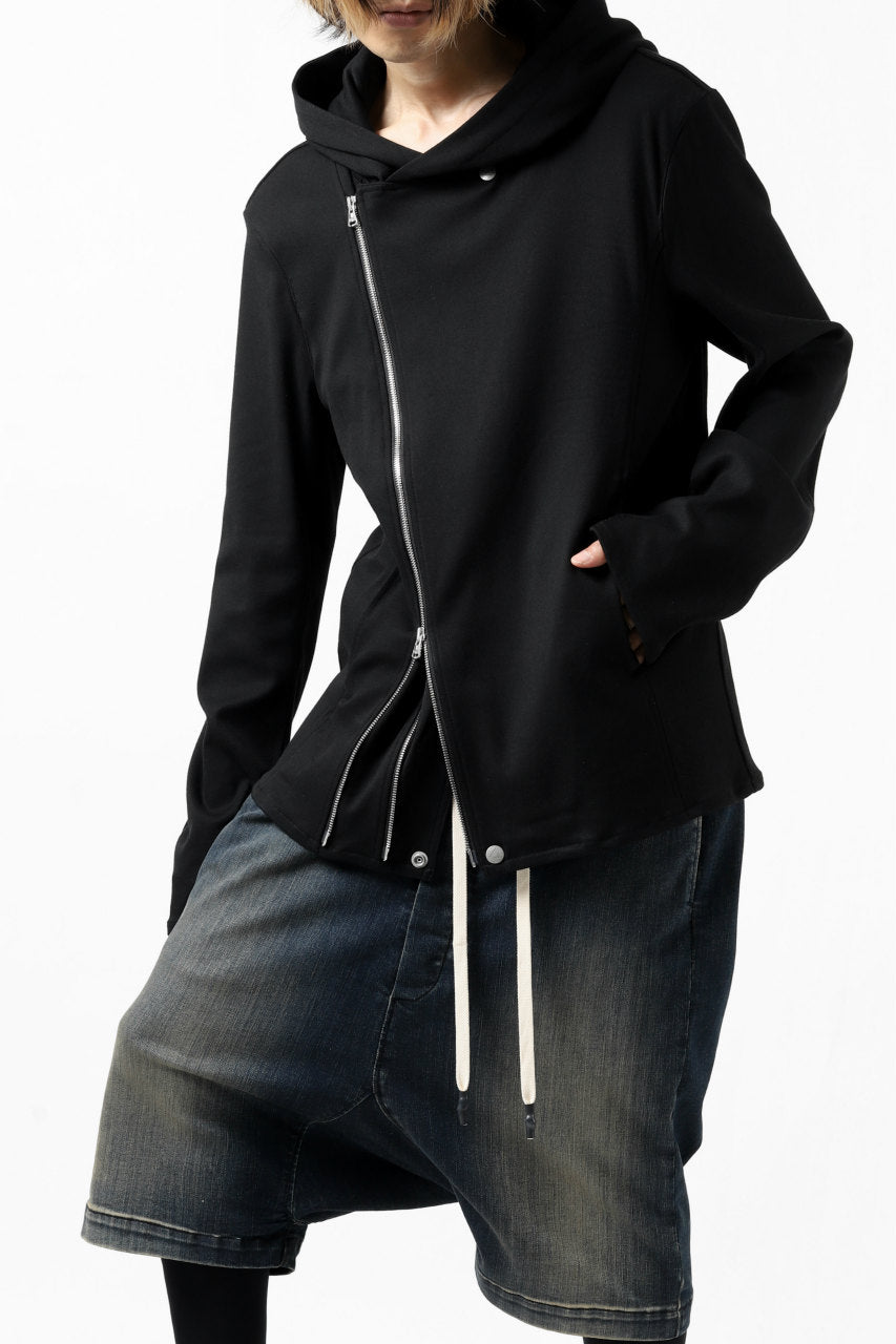 Load image into Gallery viewer, ISAMU KATAYAMA BACKLASH HOODED RIDERS BLOUSON / STRETCH RAYON SILK (BLACK)