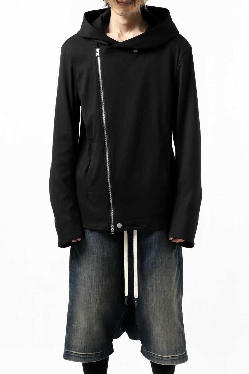 Load image into Gallery viewer, ISAMU KATAYAMA BACKLASH HOODED RIDERS BLOUSON / STRETCH RAYON SILK (BLACK)