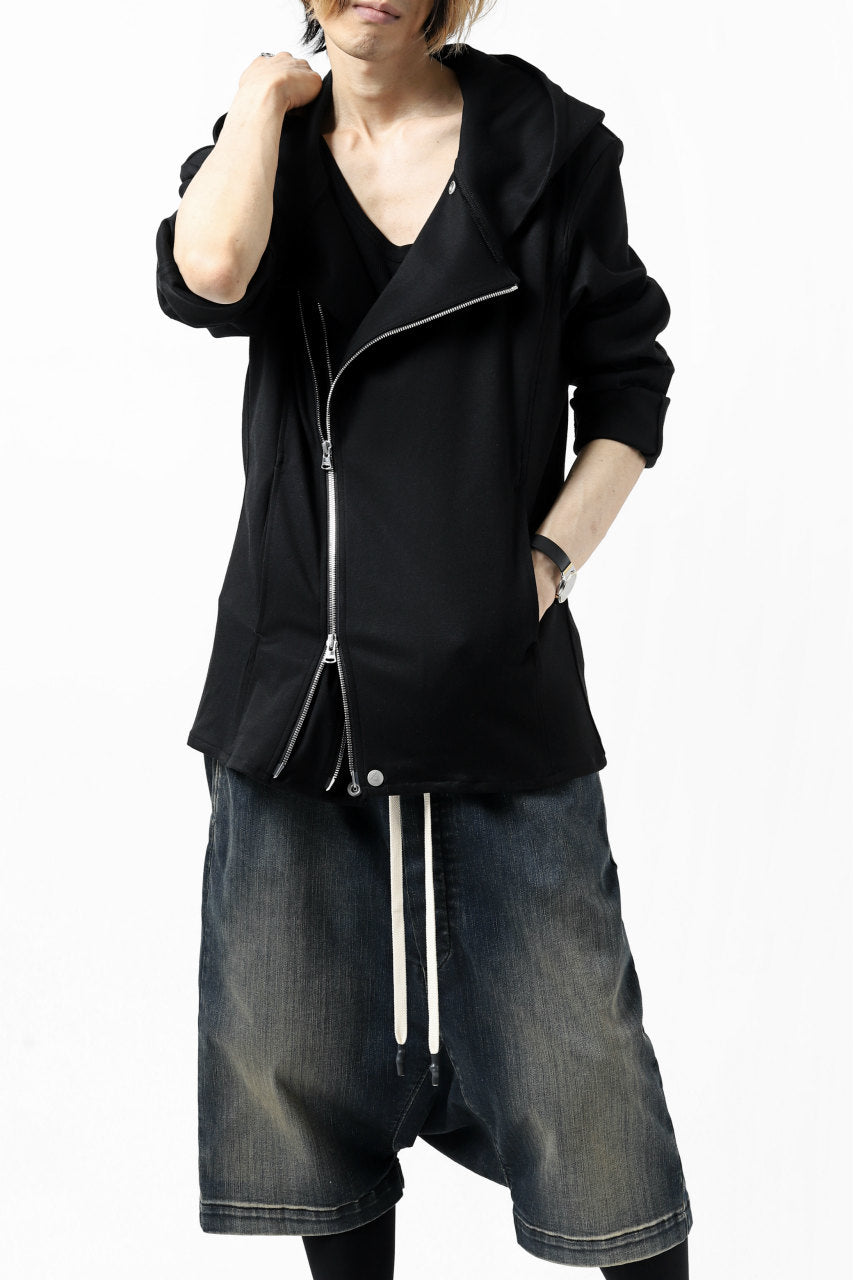 Load image into Gallery viewer, ISAMU KATAYAMA BACKLASH HOODED RIDERS BLOUSON / STRETCH RAYON SILK (BLACK)