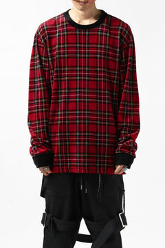 Load image into Gallery viewer, mastermind JAPAN TARTAN CHECK LS TOPS / JACQUARD VELOUR (RED)