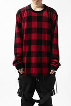 Load image into Gallery viewer, mastermind JAPAN BLOCK CHECK LS TOPS / JACQUARD VELOUR (RED)
