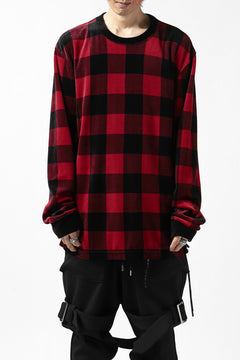 Load image into Gallery viewer, mastermind JAPAN BLOCK CHECK LS TOPS / JACQUARD VELOUR (RED)