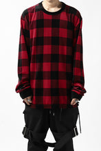 Load image into Gallery viewer, mastermind JAPAN BLOCK CHECK LS TOPS / JACQUARD VELOUR (RED)