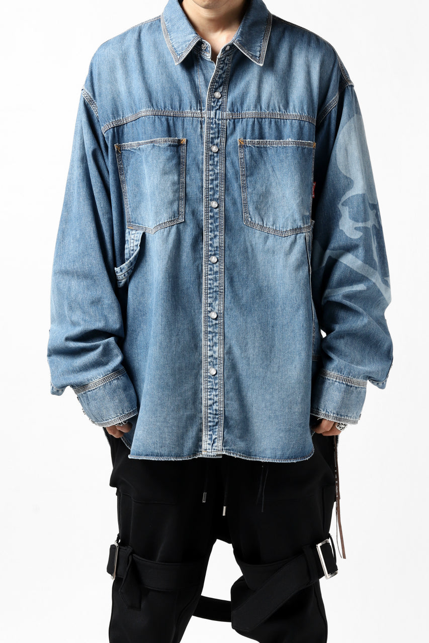 Load image into Gallery viewer, mastermind JAPAN WORK SHIRT / LIGHT OZ DENIM (INDIGO)