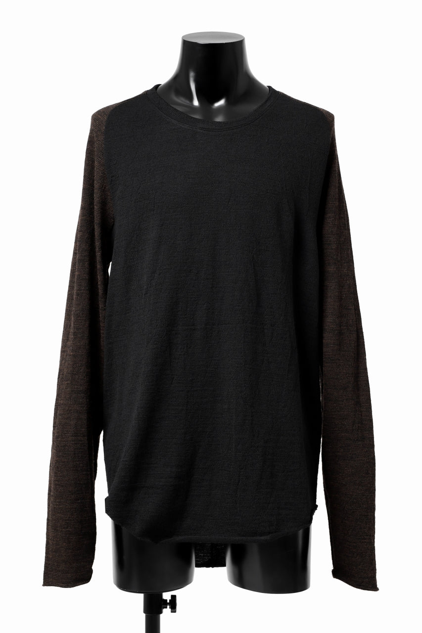 画像をギャラリービューアに読み込む, KLASICA D'ARCY RAGLAN REGULAR FIT PULL / JACQUARD KNIT JERSEY (BLACK x OLIVE)