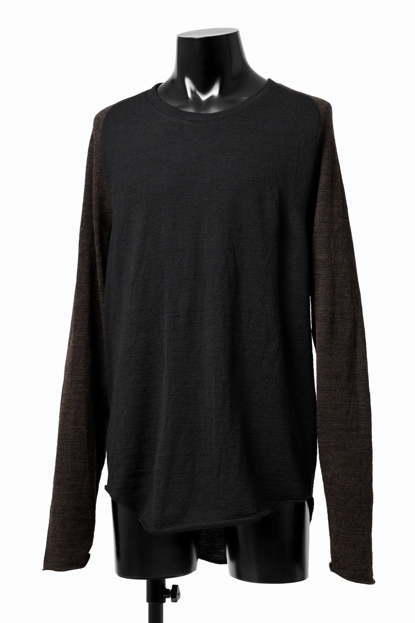 画像をギャラリービューアに読み込む, KLASICA D'ARCY RAGLAN REGULAR FIT PULL / JACQUARD KNIT JERSEY (BLACK x OLIVE)