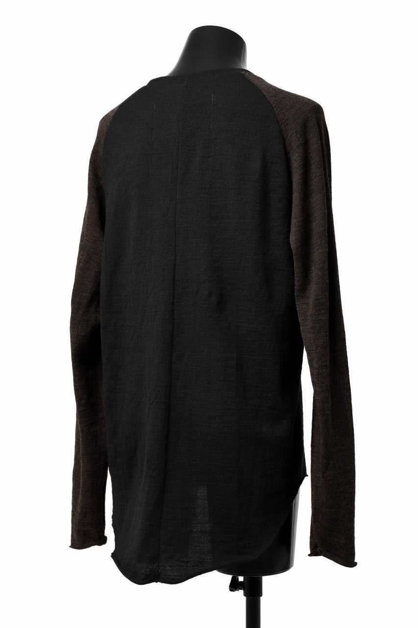 画像をギャラリービューアに読み込む, KLASICA D'ARCY RAGLAN REGULAR FIT PULL / JACQUARD KNIT JERSEY (BLACK x OLIVE)