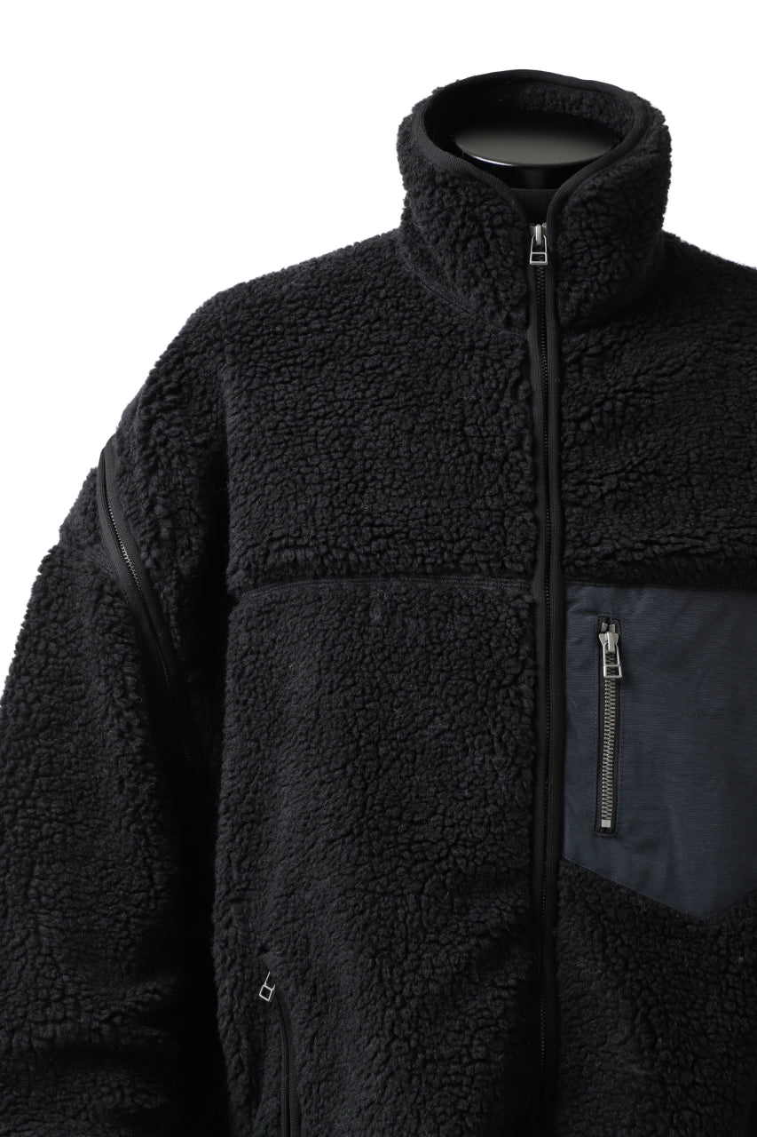 画像をギャラリービューアに読み込む, FACETASM HIGH-LOW ZIPPER FLEECE JACKET (BLACK)