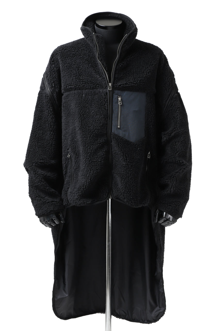 画像をギャラリービューアに読み込む, FACETASM HIGH-LOW ZIPPER FLEECE JACKET (BLACK)