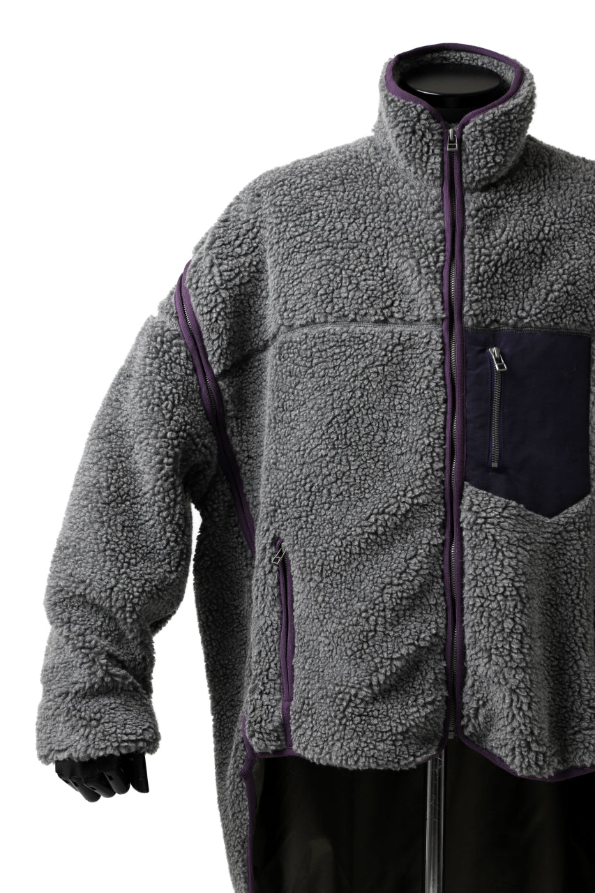 画像をギャラリービューアに読み込む, FACETASM HIGH-LOW ZIPPER FLEECE JACKET (GREY)