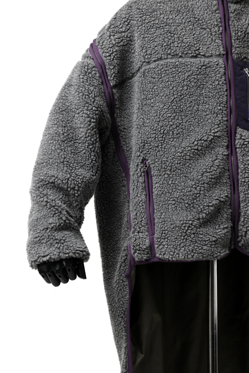 画像をギャラリービューアに読み込む, FACETASM HIGH-LOW ZIPPER FLEECE JACKET (GREY)