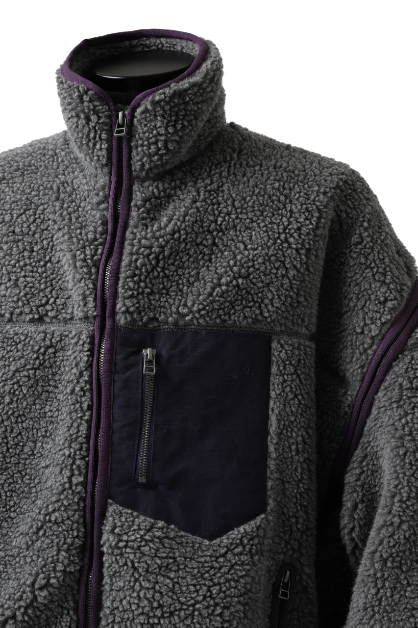 画像をギャラリービューアに読み込む, FACETASM HIGH-LOW ZIPPER FLEECE JACKET (GREY)