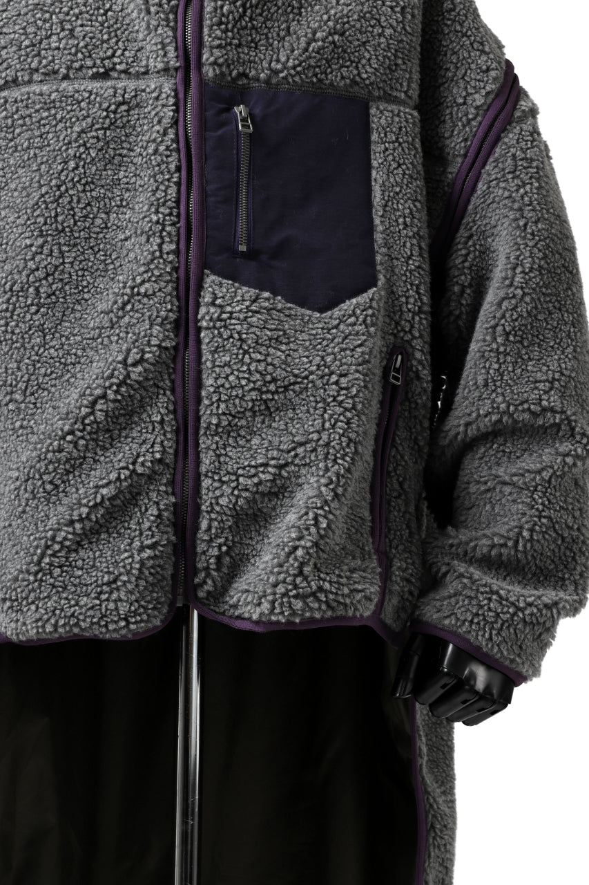 画像をギャラリービューアに読み込む, FACETASM HIGH-LOW ZIPPER FLEECE JACKET (GREY)