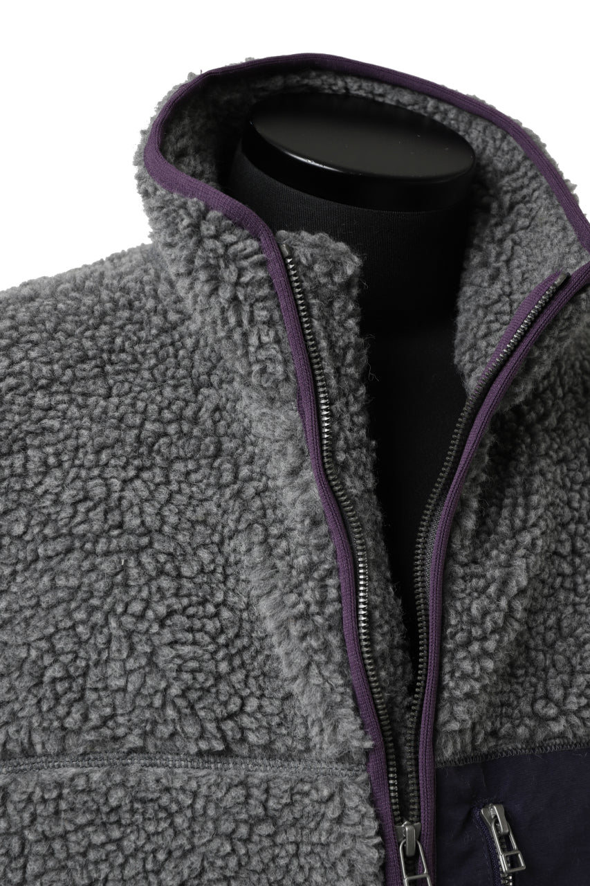 画像をギャラリービューアに読み込む, FACETASM HIGH-LOW ZIPPER FLEECE JACKET (GREY)