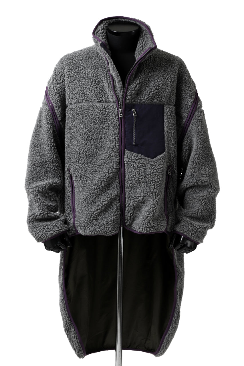 画像をギャラリービューアに読み込む, FACETASM HIGH-LOW ZIPPER FLEECE JACKET (GREY)