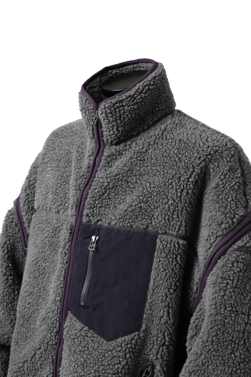 画像をギャラリービューアに読み込む, FACETASM HIGH-LOW ZIPPER FLEECE JACKET (GREY)