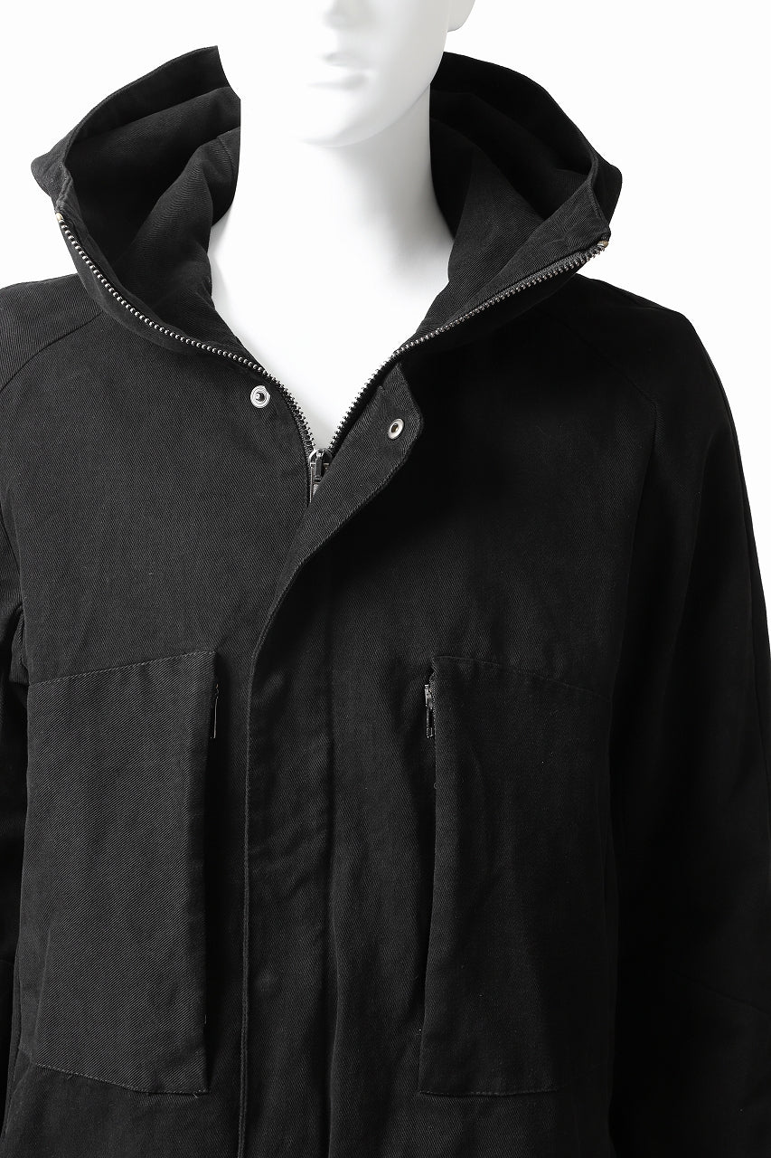 Load image into Gallery viewer, daub PADDED MT-HOOD JACKET / SOFT COTTON TWILL (BLACK)