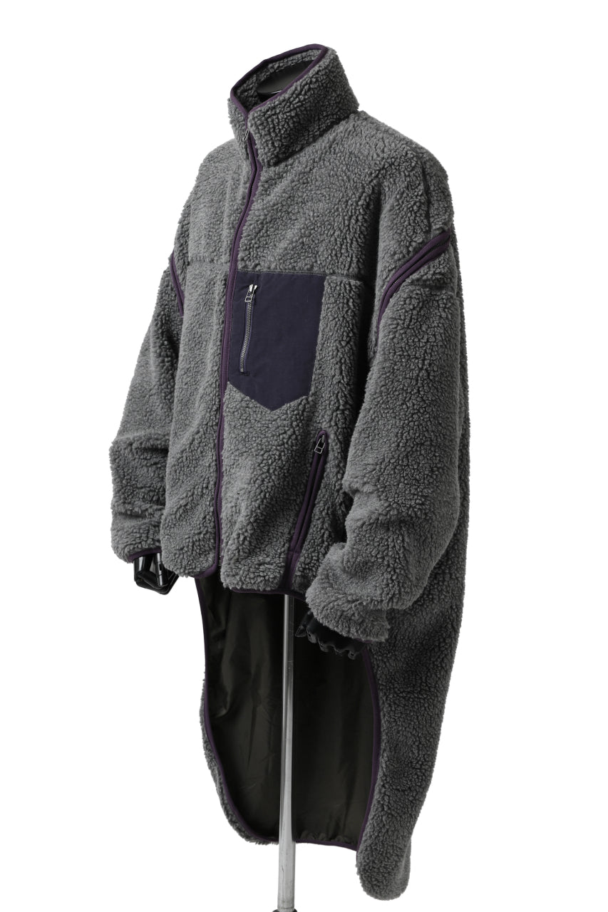画像をギャラリービューアに読み込む, FACETASM HIGH-LOW ZIPPER FLEECE JACKET (GREY)