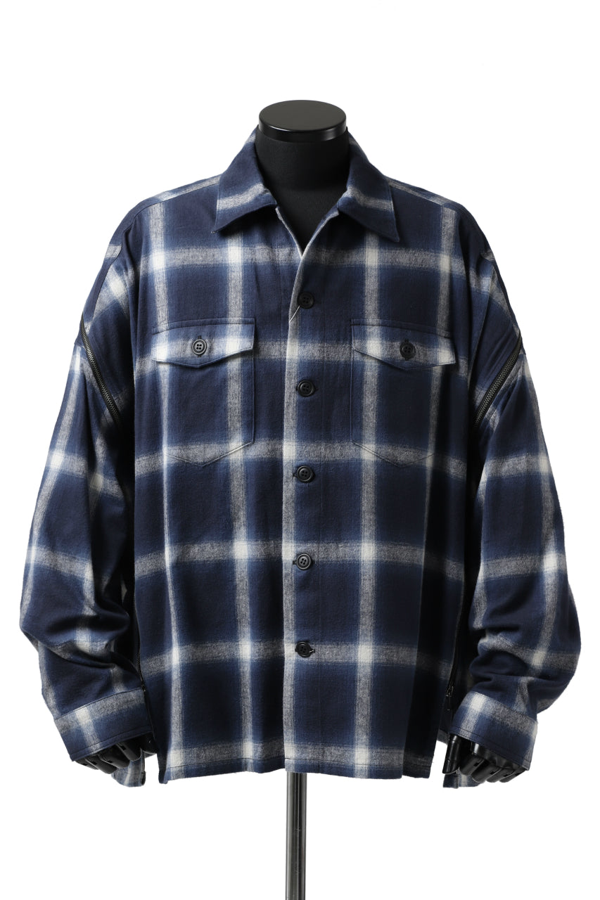画像をギャラリービューアに読み込む, FACETASM CHECK ZIPPER SHIRT (BLUE)