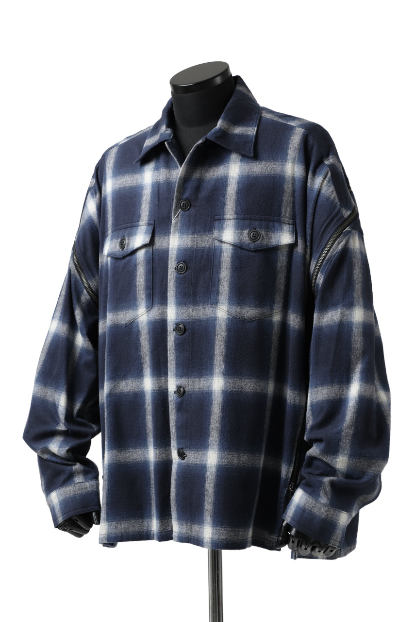 画像をギャラリービューアに読み込む, FACETASM CHECK ZIPPER SHIRT (BLUE)