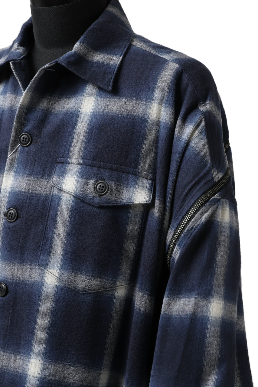 画像をギャラリービューアに読み込む, FACETASM CHECK ZIPPER SHIRT (BLUE)