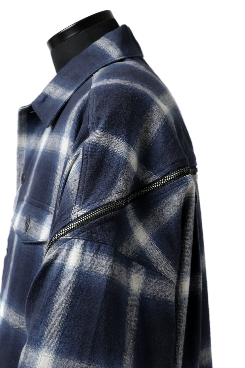 画像をギャラリービューアに読み込む, FACETASM CHECK ZIPPER SHIRT (BLUE)