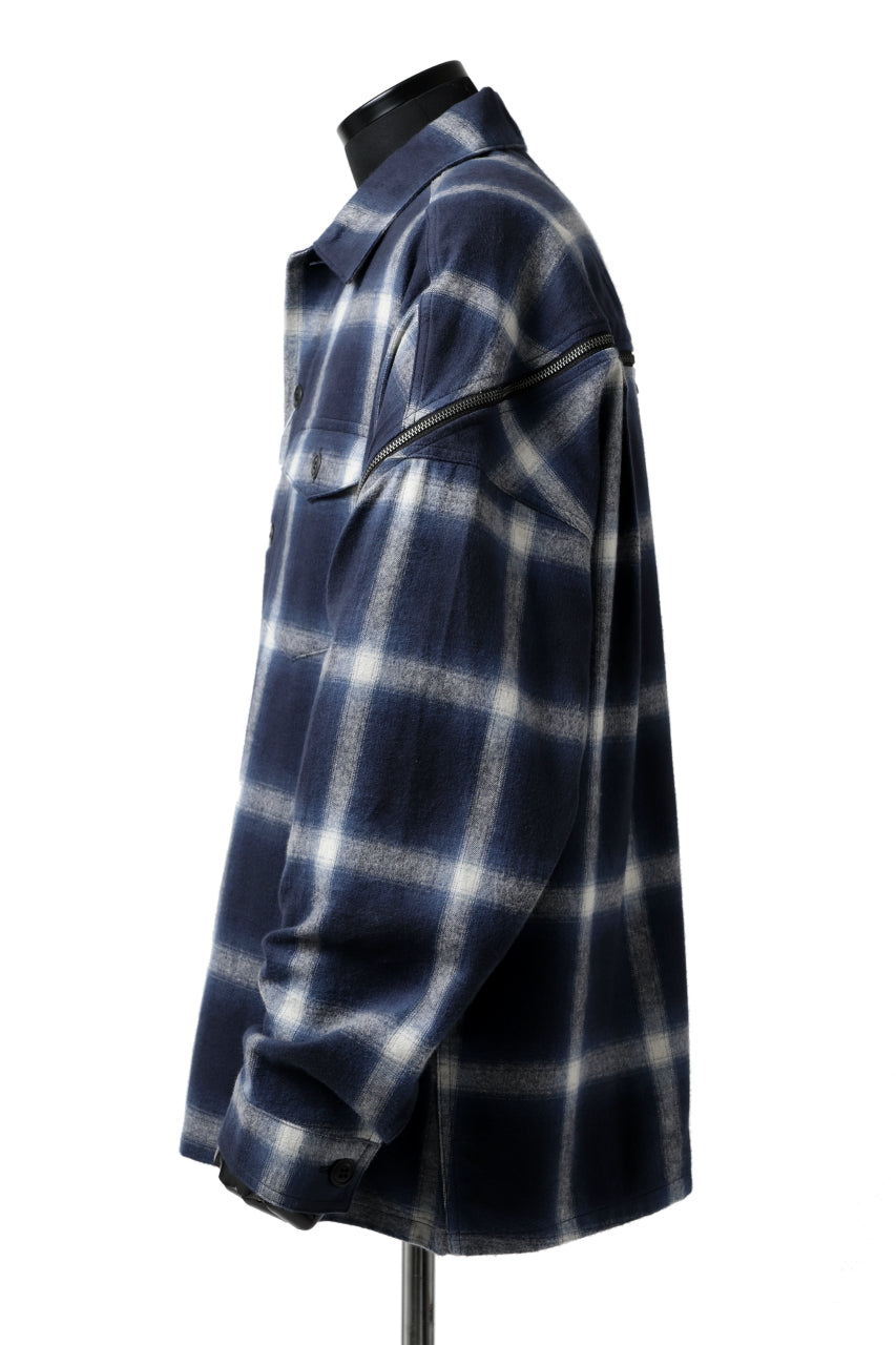 画像をギャラリービューアに読み込む, FACETASM CHECK ZIPPER SHIRT (BLUE)
