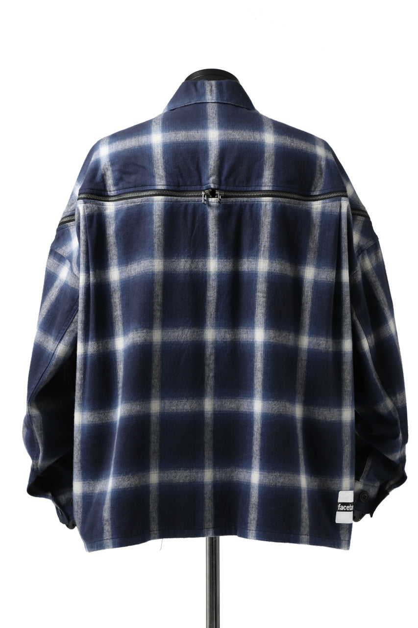 画像をギャラリービューアに読み込む, FACETASM CHECK ZIPPER SHIRT (BLUE)