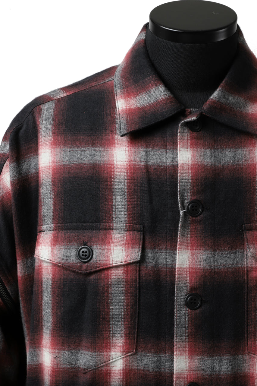 画像をギャラリービューアに読み込む, FACETASM CHECK ZIPPER SHIRT (RED)