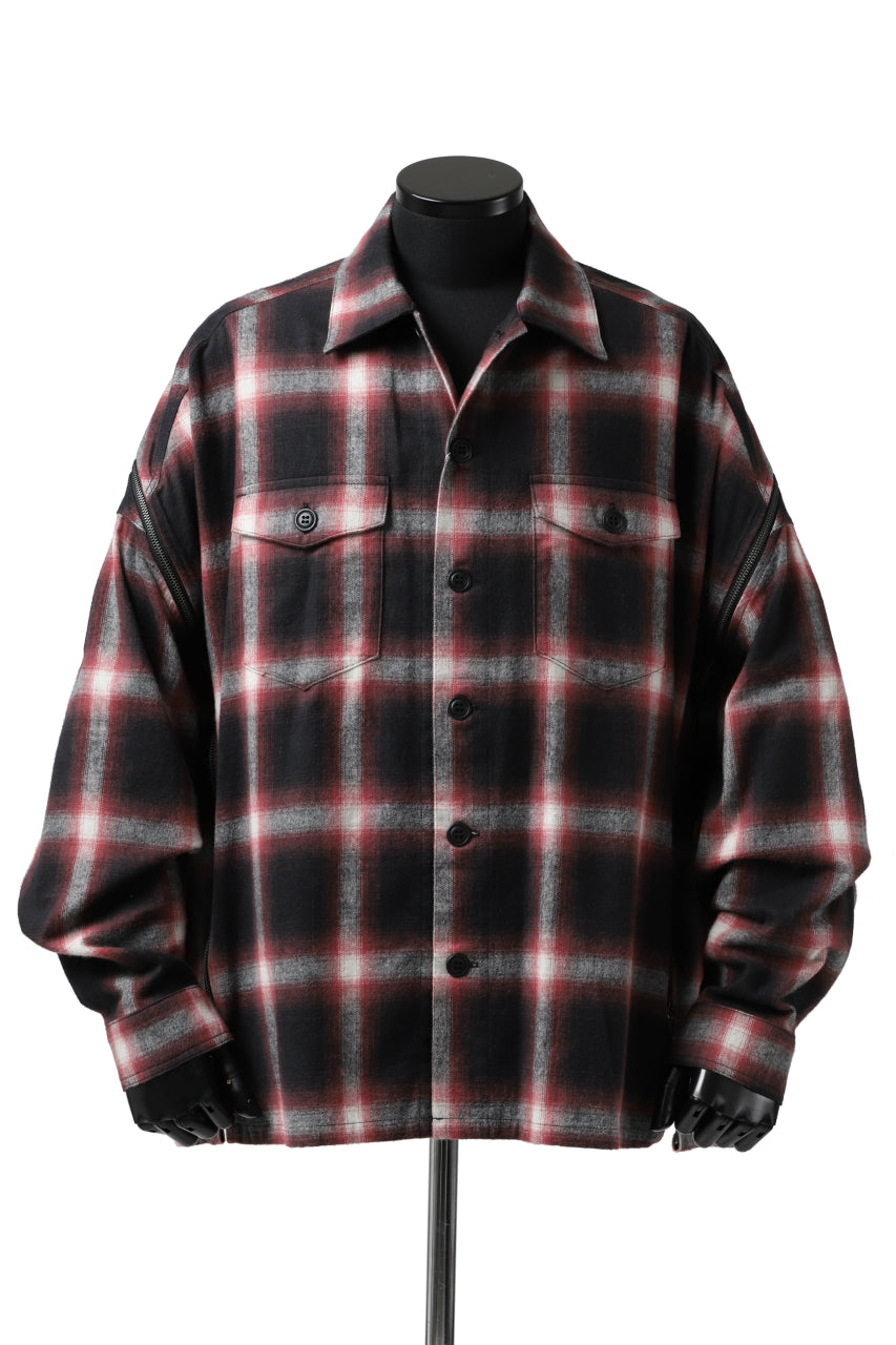 画像をギャラリービューアに読み込む, FACETASM CHECK ZIPPER SHIRT (RED)