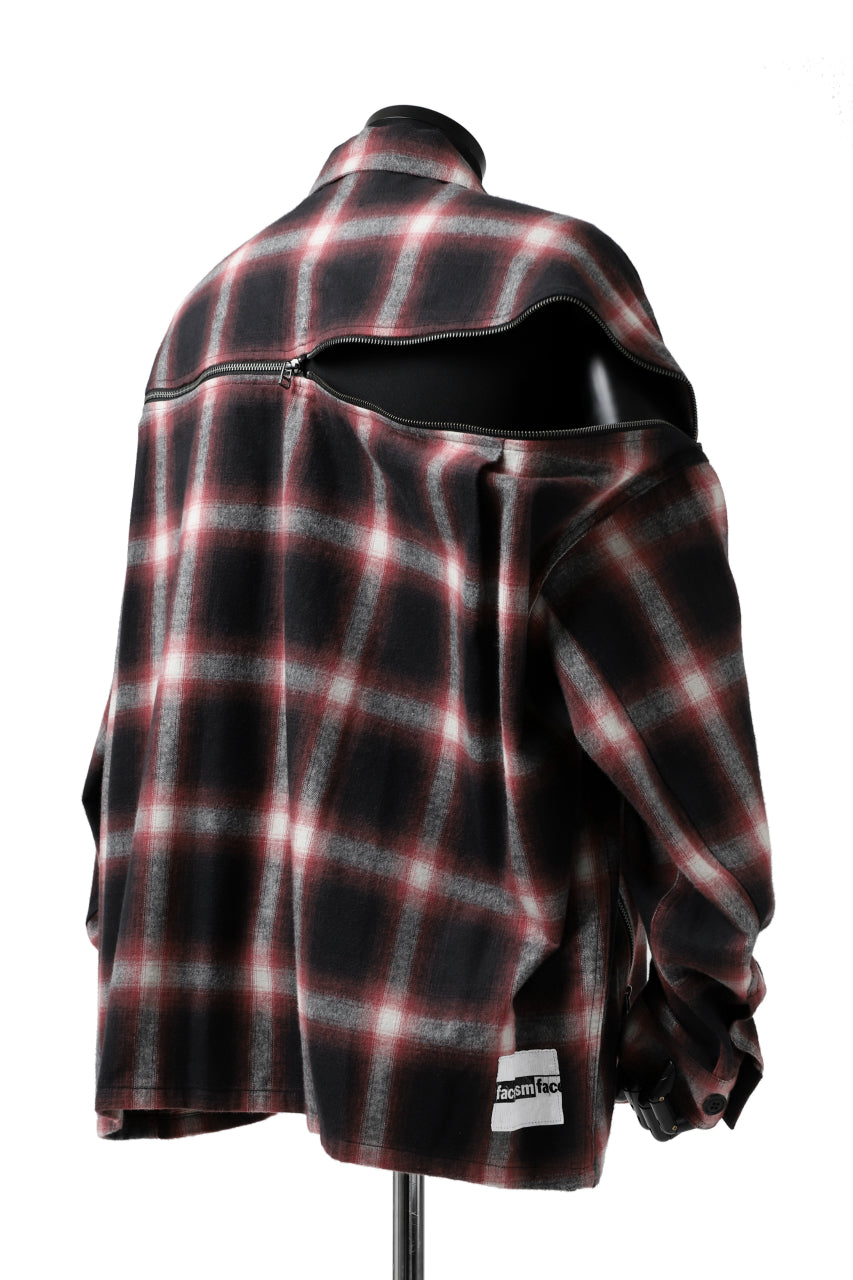 画像をギャラリービューアに読み込む, FACETASM CHECK ZIPPER SHIRT (RED)