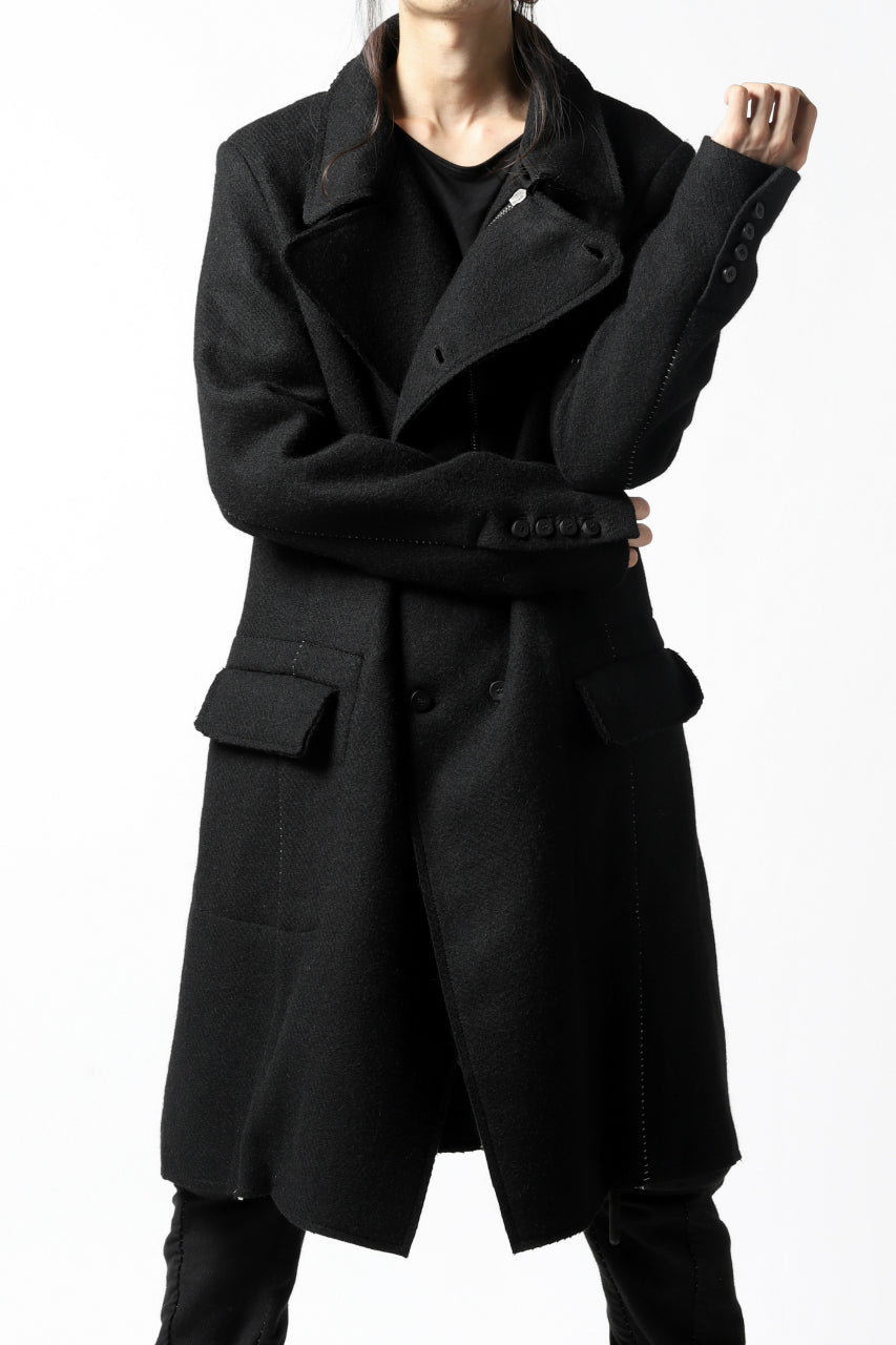 画像をギャラリービューアに読み込む, masnada HALF ZIP TRENCH COAT / TWEED LANA INTRECCIATA (BLACK)