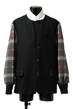 Load image into Gallery viewer, Y's BANG ON! No.176 2 STEP RIB JACKET /  WOOL MELTON SMOOTH + CHECKED JACQUARD (BLACK)