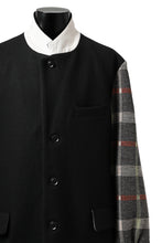 Load image into Gallery viewer, Y's BANG ON! No.176 2 STEP RIB JACKET /  WOOL MELTON SMOOTH + CHECKED JACQUARD (BLACK)