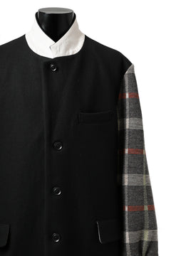Load image into Gallery viewer, Y's BANG ON! No.176 2 STEP RIB JACKET /  WOOL MELTON SMOOTH + CHECKED JACQUARD (BLACK)