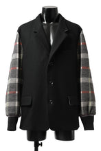 Load image into Gallery viewer, Y's BANG ON! No.176 2 STEP RIB JACKET /  WOOL MELTON SMOOTH + CHECKED JACQUARD (BLACK)