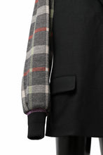 Load image into Gallery viewer, Y's BANG ON! No.176 2 STEP RIB JACKET /  WOOL MELTON SMOOTH + CHECKED JACQUARD (BLACK)