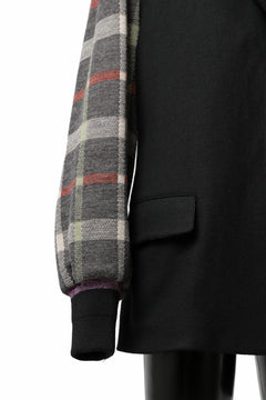 Load image into Gallery viewer, Y's BANG ON! No.176 2 STEP RIB JACKET /  WOOL MELTON SMOOTH + CHECKED JACQUARD (BLACK)