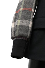 Load image into Gallery viewer, Y's BANG ON! No.176 2 STEP RIB JACKET /  WOOL MELTON SMOOTH + CHECKED JACQUARD (BLACK)