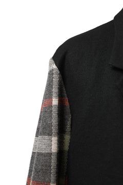 Load image into Gallery viewer, Y's BANG ON! No.176 2 STEP RIB JACKET /  WOOL MELTON SMOOTH + CHECKED JACQUARD (BLACK)