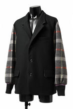 Load image into Gallery viewer, Y's BANG ON! No.176 2 STEP RIB JACKET /  WOOL MELTON SMOOTH + CHECKED JACQUARD (BLACK)