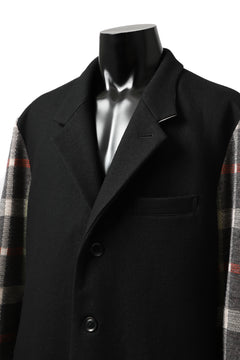 Load image into Gallery viewer, Y's BANG ON! No.176 2 STEP RIB JACKET /  WOOL MELTON SMOOTH + CHECKED JACQUARD (BLACK)
