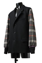 Load image into Gallery viewer, Y's BANG ON! No.176 2 STEP RIB JACKET /  WOOL MELTON SMOOTH + CHECKED JACQUARD (BLACK)